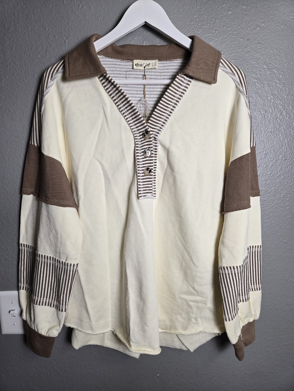 New In Colorblock Sweatshirt Oversized Top Size Small